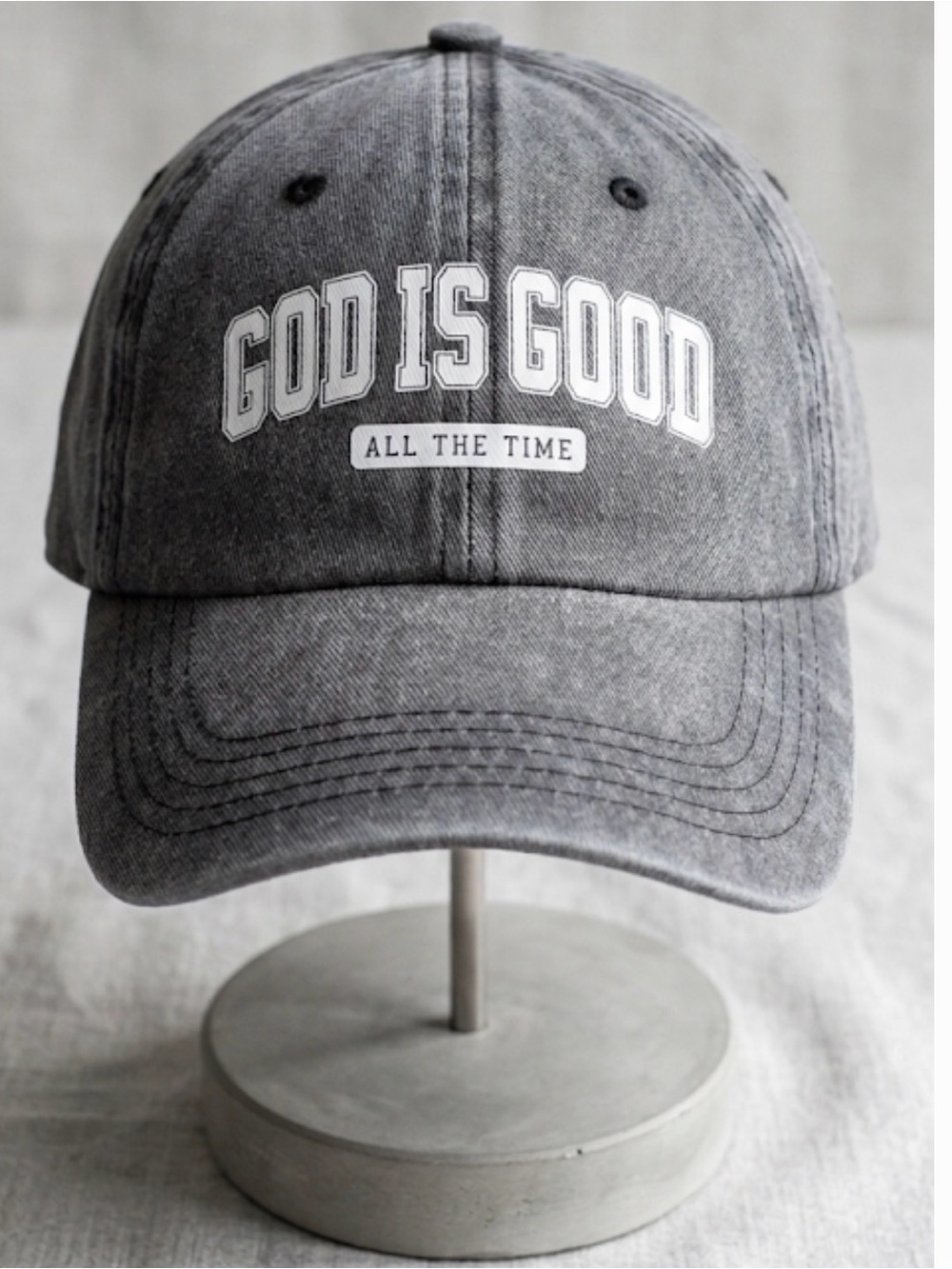 Adjustable Grey Hat “God Is Good All The Time” Baseball Cap NEW in package
